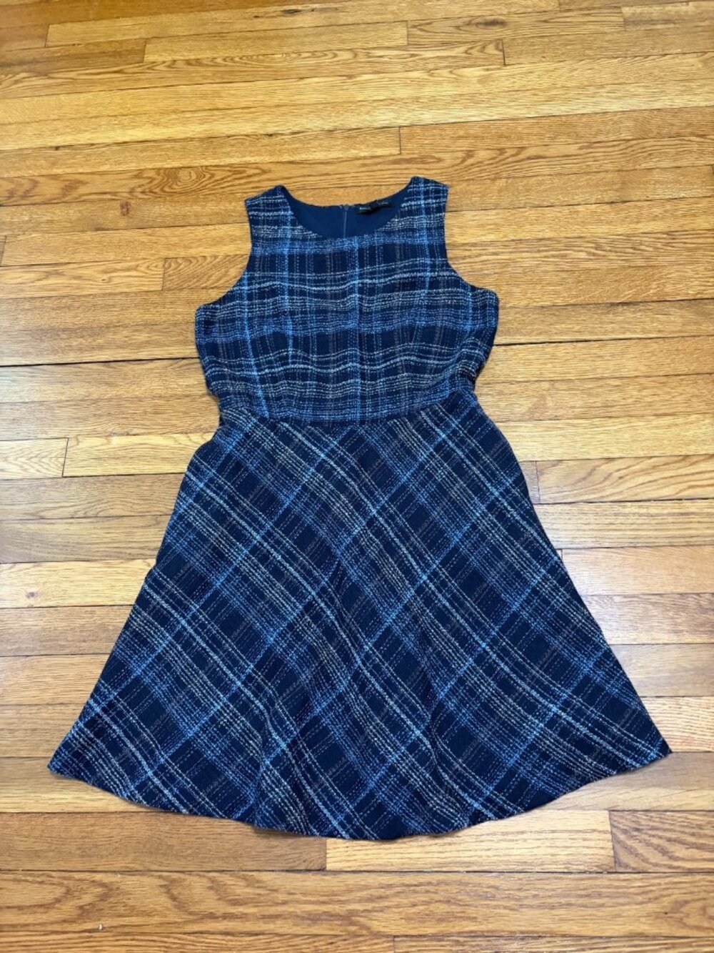 Banana Republic Sleeveless Fit & Flare Dress Womens Size 4 Navy Blue Knit Lined
